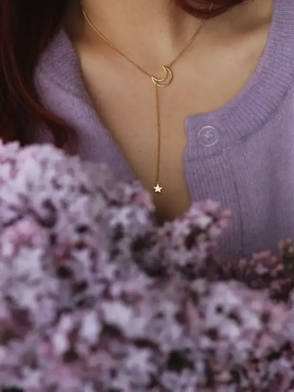 Moon Pendant Necklace worn