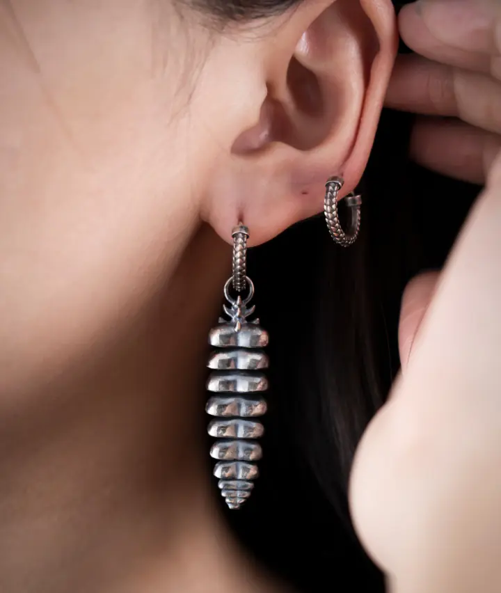 Silver hoop and spiral earrings